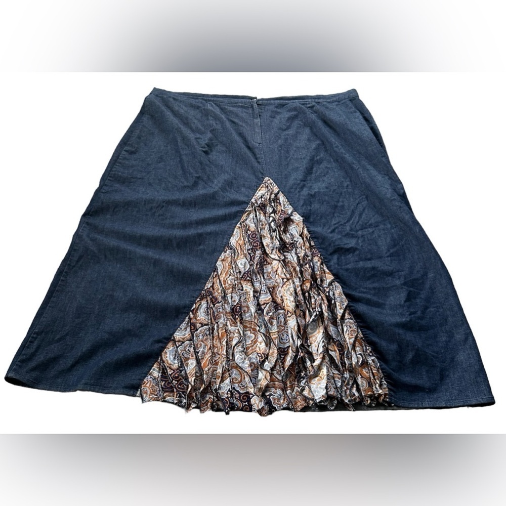 Pyramid Collection Skirt A-line Midi Ruffled Front Insert & Zipper 3X